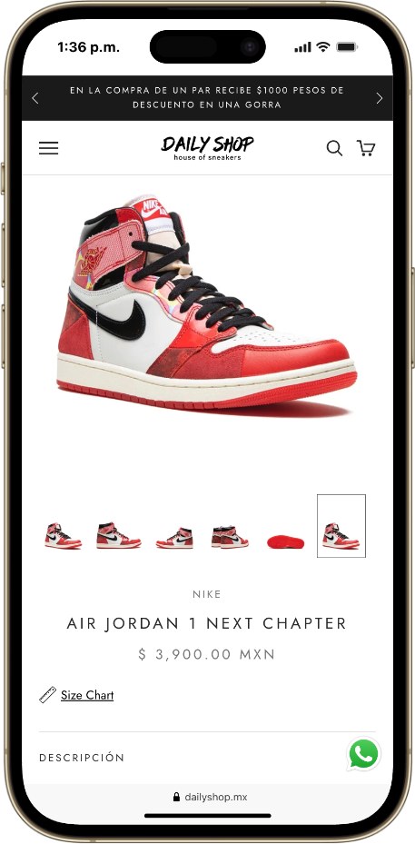 Ficha de producto de Daily Shop en celular